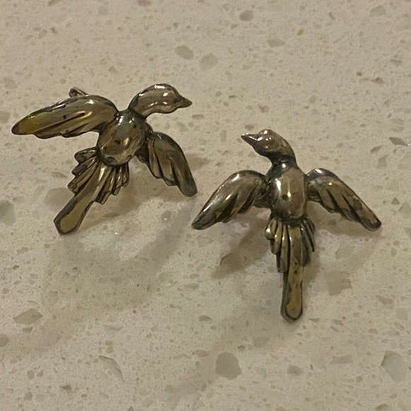 Vintage sterling silver screw on bird earrings - Picture 3 of 6